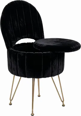 Produktbild von Schminkhocker mit Rückenlehne klappbar Stauraum Schminkstuhl Hocker Schlafzimmer 40x40x79 cm schwarz