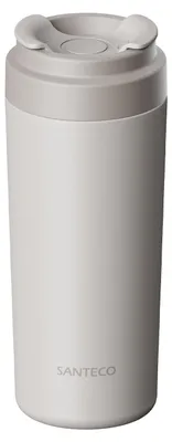 Isolierbecher 480 ml, Keramikbeschichtung, auslaufsicher, hellgrau