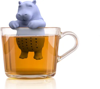 Produktbild von Winkee - Cute Animal Teesieb Hippo | Tee Ei für losen Tee | Tea Infuser lustig | Teesieb für Tasse | Gewürzsieb Silikon
