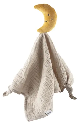 Produktbild von Baby Schmusetuch Mond Luna mit besticktem Gesicht, Schnuffeltuch aus Musselin mi
