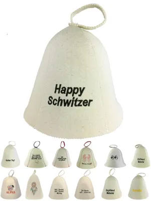 Produktbild von Saunahut aus Wollfilz (SS20-03) Saunamütze mit witzigen Motiven, Filz Kopfschutz Saunakappe Filzkappe Mütze Filzhut Kappe Sauna Hut