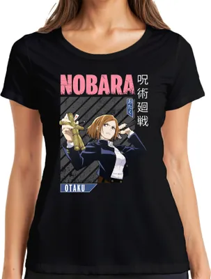 Productafbeelding van Nobara Kugisaki Jujutsu Kaisen Anime Nagelpop Hamer Dames T-shirt, Zwart, Maat M