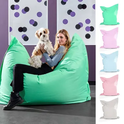 Produktbild von Green Bean® Sitzsack "Square" XXL 140x180cm mit 380 Liter EPS Perlen - Riesensitzsack für Kinder & Erwachsene - Mint Pastell Mint