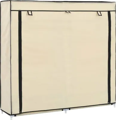 Produktbild von Schuhschrank mit Abdeckung Cremeweiß 115 x 28 x 110 cm Stoff