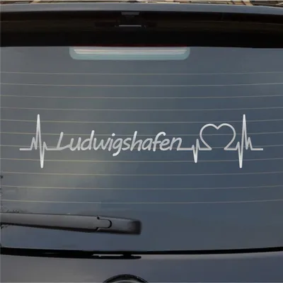 Produktbild von Heckscheibenaufkleber Ludwigshafen Herzschlag Puls Stadt Liebe 55x12 cm Silber Auto Aufkleber Sticker
