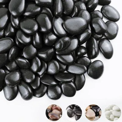 Produktbild von Naturstein Schwarz 9 kg - Gepolierte Kieselsteine für Pflanzen und Dekoration