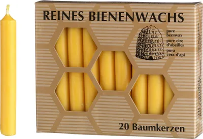 Produktbild von 100 % Bienenwachs Baumkerzen 95 x Ø 13 mm, 20 Stück