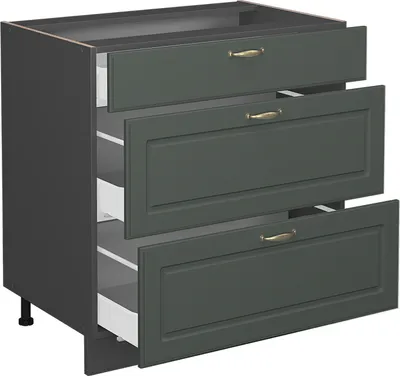 Produktbild von Küchenunterschrank Vicco Fame-Line Grün-Gold Landhaus 80 cm mit 3 Schubladen, AP Eiche, Model 45478