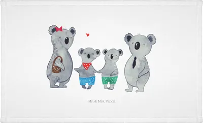 Produktbild von Mr. & Mrs. Panda Handtuch 50x100 Koala Familie zwei - Weiß - Geschenk, 100x50, Flauschtuch, Muttertag, Zusammen, Baumwollhandtuch, Koalabär