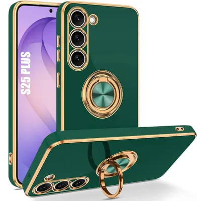 Image de Coque pour Samsung Galaxy S26 Plus, Protection Silicone Vert Nuit Anti-Rayures avec Anneau Rotatif
