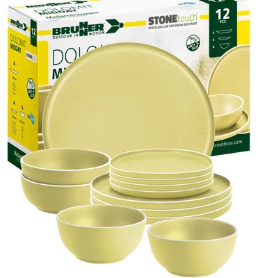Produktbild von BRUNNER Camping Geschirr Set 4 Personen | Anti-Slip | Midday DOLOMIT, 12-tlg.