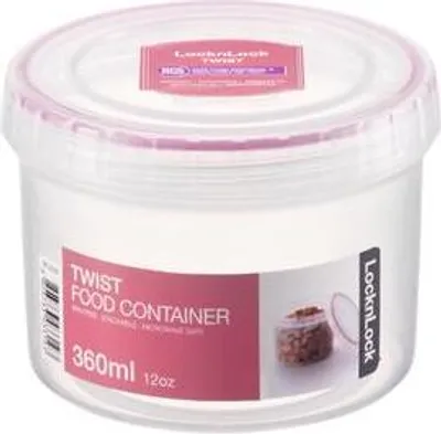 A Lock & Lock twist food container is shown against a white background.