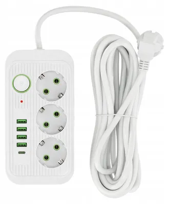 Produktbild von Kobi Steckdosenleiste 5m 3fach mit 4x USB-A und USB-C weiß