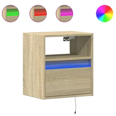 Produktbild von Wand-Nachttische mit LED-Leuchten 2 Stk. Sonoma-Eiche