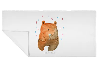 Produktbild von Mr. & Mrs. Panda Handtuch Bär Party - Weiß - Geschenk, Teddy, Mitbringsel, 50x100, Flauschtuch, Frotteehandtuch, Lustig, Geburtstagsgeschenk, Händehandtuch, Geburtstag