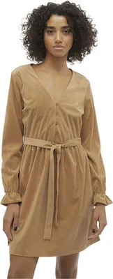Image de Vero Moda Linda Robe à manches longues Beige S Femme Beige S
