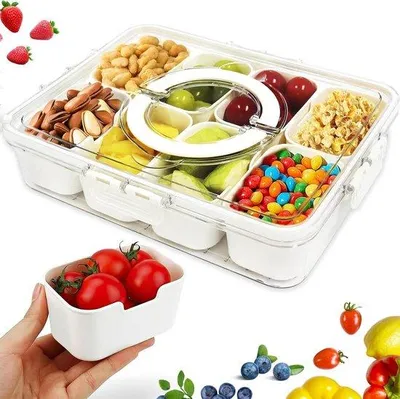 Produktbild von Vegane Snackbox 8-fach, mit Deckel, spülmaschinengeeignet