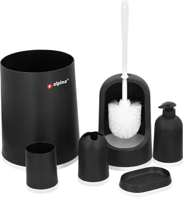 Produktbild von Alpina - Badezimmerset 6-teilig (schwarz/weiß)