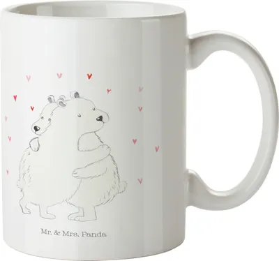 Produktbild von Mr. & Mrs. Panda Becher Eisbär Umarmen - Weiß - Geschenk, Tasse, haferl, Lustige Sprüche, Kaffeetasse, Pott, Kaffeebecher