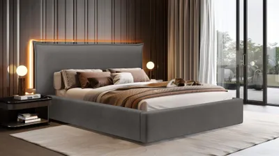 Produktbild von Polsterbett Doppelbett Bett AMADA 140x200cm in Stoff Ditra Anthrazit