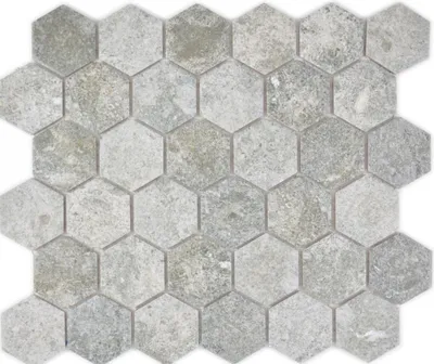 Produktbild von Keramik Mosaik Hexagon Granit grau Mosaikfliese Wand Fliesenspiegel Küche Bad