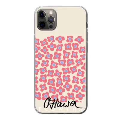 Produktbild von MuchoWow® Handyhülle Schutzhülle Hülle für iPhone 12 Pro Max Blume - Muster - Rosa Silikon Softcase Handy Hülle - Hartschale