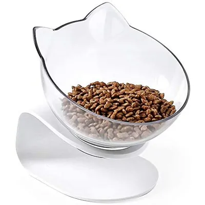 Produktbild von Fressnapf Katze, Futternäpfe Katzenfutter 15 ° Geneigt Einzelne Katzen Futternapf mit Portionierer und rutschfeste Basis Haustier Essen Wasser Schüsseln