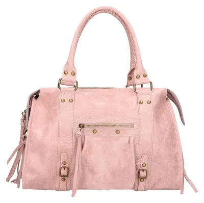 Produktbild von Elara Damen-Schultertasche aus echtem Wildleder Blau Italy Blue Jeans UNICA 41x28x13 cm