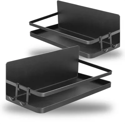 Produktbild von com-four® 2x Kühlschrank-Magnetregal - Hängeregal mit je 2 Haken - schwarz