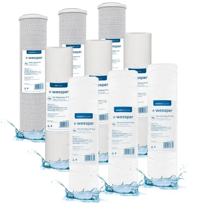 Produktbild von 10" Ersatz Wasserfilter Set Aktivkohle Block Wickelfilter Osmose Kartusche 5 µm