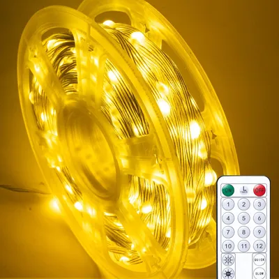 Lichterkette 50 m, 500 LEDs, warmweiß, 12 Modi, dimmbar, IP65, mit Fernbedienung