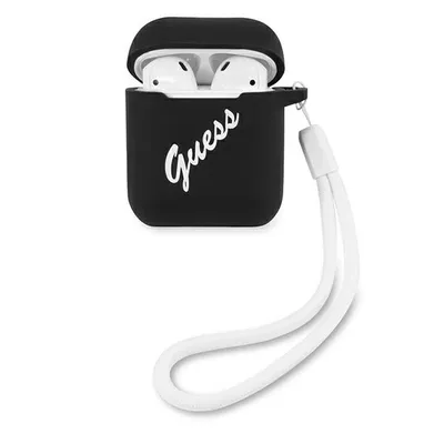 Produktbild von Guess Guaca2Lsvsbw Airpods-Abdeckung Schwarz Und Weiß/Schwarz Weiß Silikon Vintage