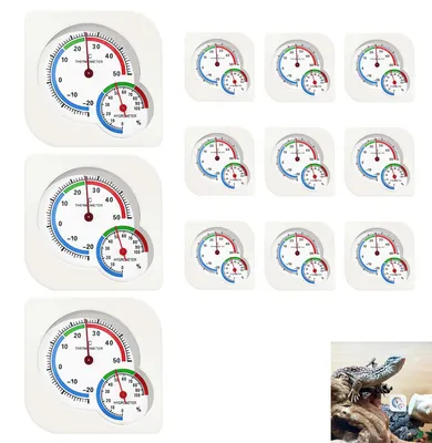 Produktbild von 12er-Set Mini-Thermometer und Hygrometer für den Innenbereich mit Zeigern für Zuhause, Küche und Pflanzzimmer