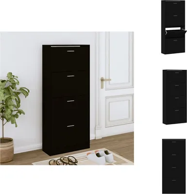 Immagine prodotto di vidaXL Scarpiera nera 63x24x147 cm in legno - Portascarpe e armadietti