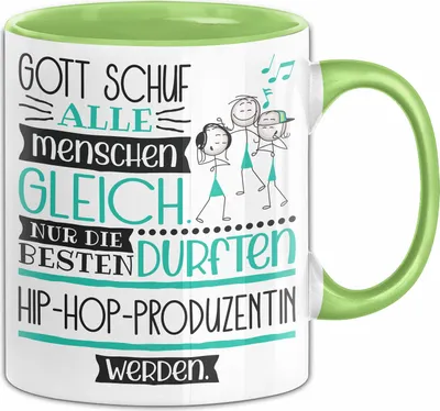 Produktbild von Hip-Hop-Produzentin Geschenk Becher Tasse Gott Schuf Alle Menschen Gleich Nur Die Besten Durfeten Hip-Hop-Produzentin Werden Geschenkidee Lustig (Grün)