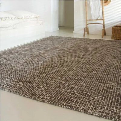 Image de Tapis kilim en laine fait main avec motif uni LOOK 408