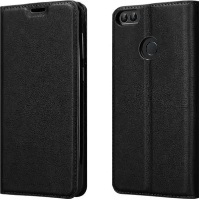 Produktbild von Cadorabo Hülle für Huawei P SMART 2018 / Enjoy 7S Schutz Hülle in Schwarz Handyhülle Etui Case Cover Magnetverschluss