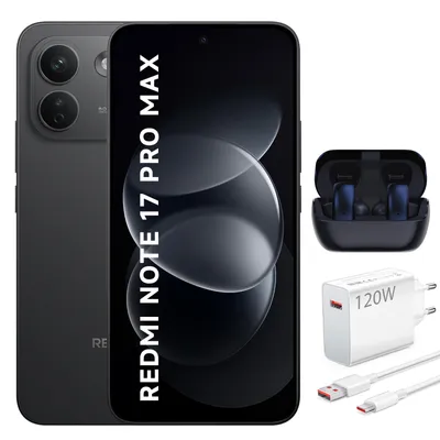 Produktbild von XIAOMI REDMI Note 17 Pro Max 5G 8GB 512GB Smartphone Schwarz 9210mAh mit 120W Ladegerät und Bluetooth-Kopfhörer