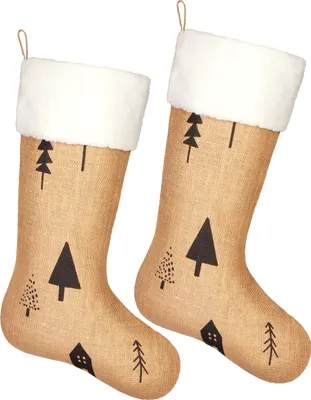 Produktbild von BRUBAKER Großer Weihnachtsstrumpf zum Befüllen und Aufhängen - 52 cm Nikolausstrumpf, 2 Stück