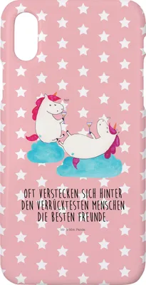 Produktbild von Mr. & Mrs. Panda Iphone 10 Handyhülle Einhorn Sekt - Rot Pastell - Geschenk, X, Cover, Hülle, Unicorn, Handy, Party, Korken, BFF, Spaß, Einhörner