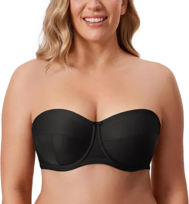 Productafbeelding van Zwarte strapless beha voor dames met grote cup-maten