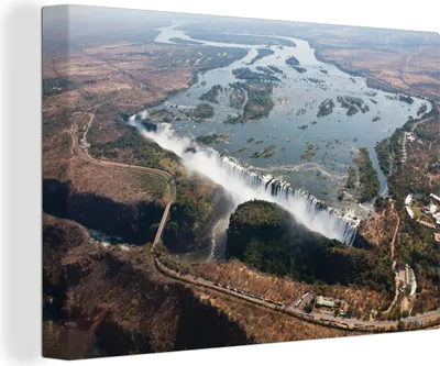 Produktbild von OneMillionCanvasses® - Leinwandbilder - 140x90 cm, Die Victoriafälle in Afrika, Wandbilder Kunstdruck Wanddekoration - Foto auf Leinwand - Gemälde auf Holzrahmen