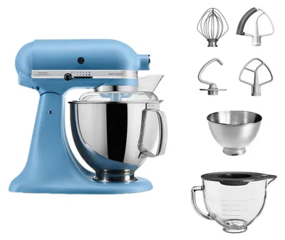 Produktbild von KitchenAid 4,8 L 5KSM175 Artisan Küchenmaschine Glasset mit Glasschüssel Velvet Blue