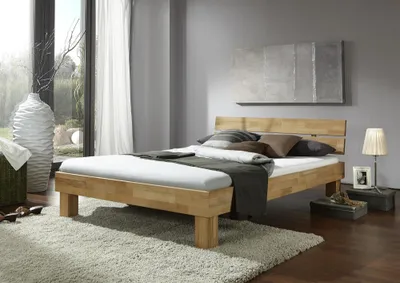 Produktbild von Futonbett Schlafzimmer Bett Wildeiche massiv Holz geölt Jenny 180 x 200 cm