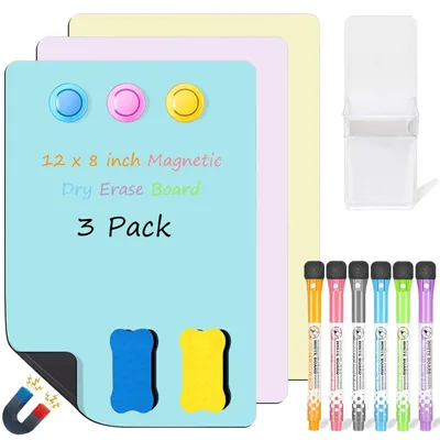 Productafbeelding van Omgoods - Magnetisch Whiteboard voor Koelkast - 3 Stuks, 20x30 cm