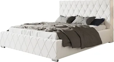Produktbild von Polsterbett Berlin mit Kopfteil, 120x200 cm, Doppelbett mit Bettkasten und Lattenrost aus Metal, Kunstleder, Farbe: Weiß