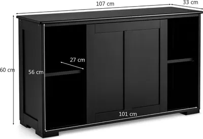 Obrázek produktu pro Stohovatelný kuchyňský příborník s posuvnými dvířky, černá MDF