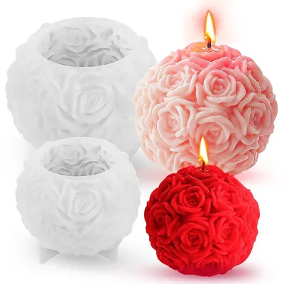 Productafbeelding van Siliconenmal voor kaarsen, 3D-vorm in de vorm van een roos, ideaal voor het maken van kaarsen, zeep, geurkaarsen en decoratieve ornamenten voor Valentijnsdag.