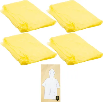 Produktbild von 4x Regenponcho Regencape Festivalponcho Notfallponcho Regenschutz Kapuze Universal