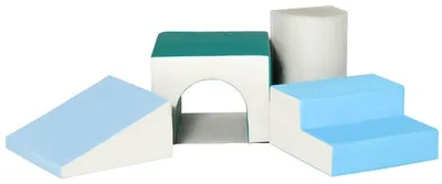Immagine prodotto di Set da gioco morbido per arrampicata e scivolo, composto da 4 elementi | Colore: Grigio chiaro/Blu/Verde | Dimensioni: 50x150x39 cm